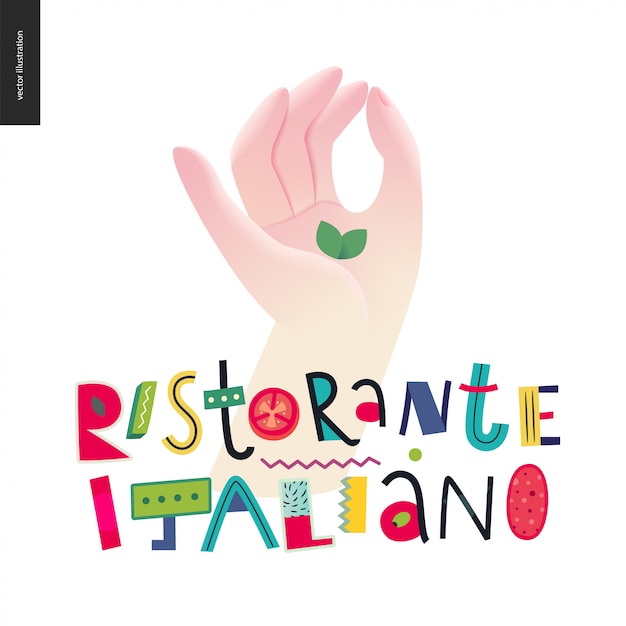 Italian restaurant lettering
