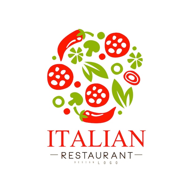 Italian restaurant logo design authentic traditional continental food label vector Illustration isolated on a white background