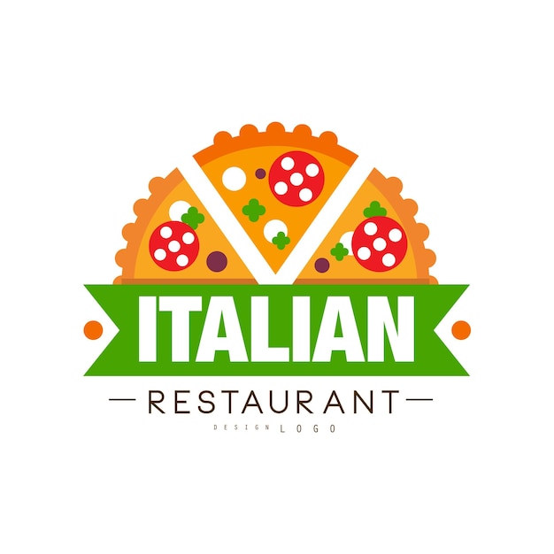 Ristorante italiano logo design autentico cibo continentale tradizionale etichetta vettoriale illustrazione isolato su sfondo bianco