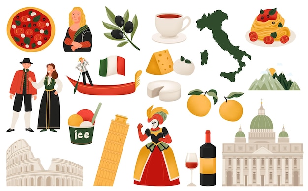 Set di illustrazioni italiane