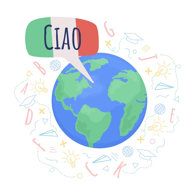 Illustrazione isolata del vettore 2d della comunità di lingua italiana