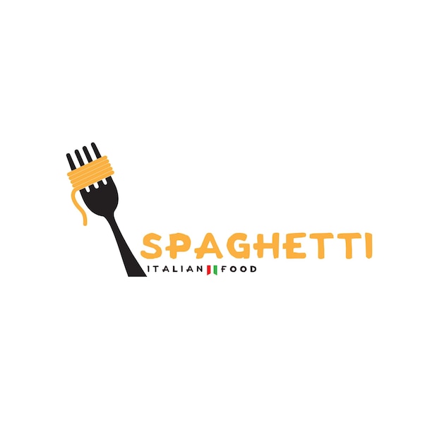 Cibo tradizionale italiano spaghetti logo ristorante pasta simbolo icona illustrazione vettoriale design
