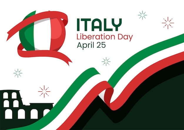 Italië bevrijdingsdag illustratie met italiaanse feestdag vieren op 25 april in handgetekende sjablonen