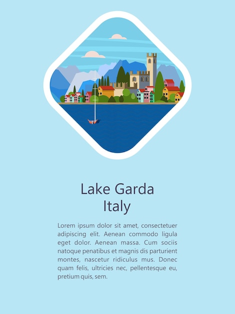 Italië. gardameer. stad salo. vector illustratie.