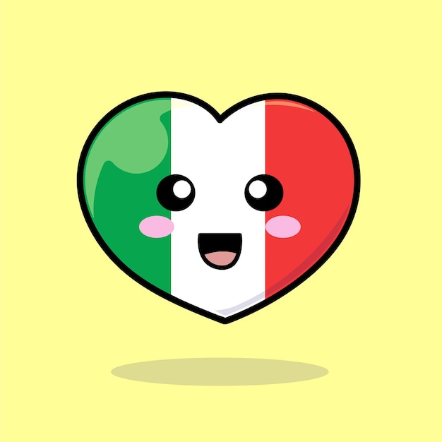 Italië Hart schattig karakter Italiaans land vlag liefde emoticon