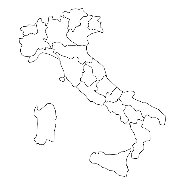 Italië kaart achtergrond met staten Italië kaart geïsoleerd op witte achtergrond vectorillustratie