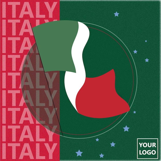 Vector italië poster met 3d vlag