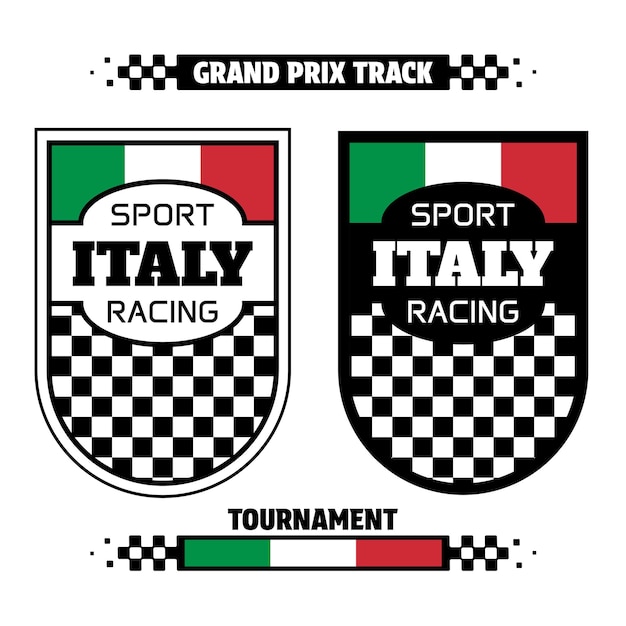 Vector italië sport racing vlag emblemen set
