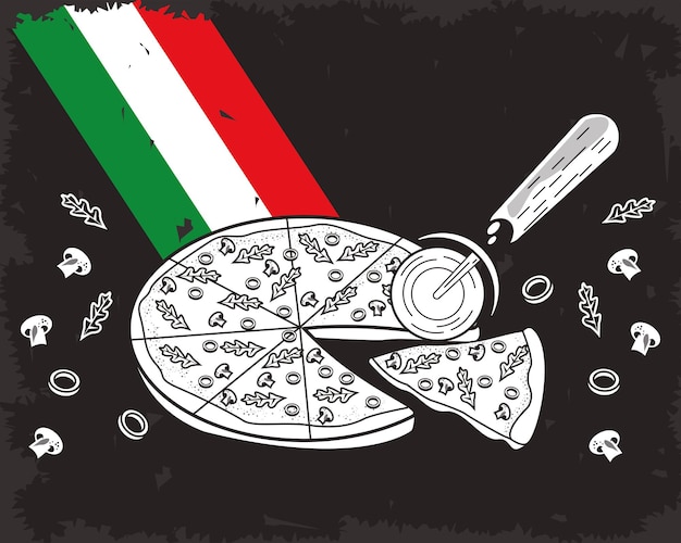 Italië vlag met pizza