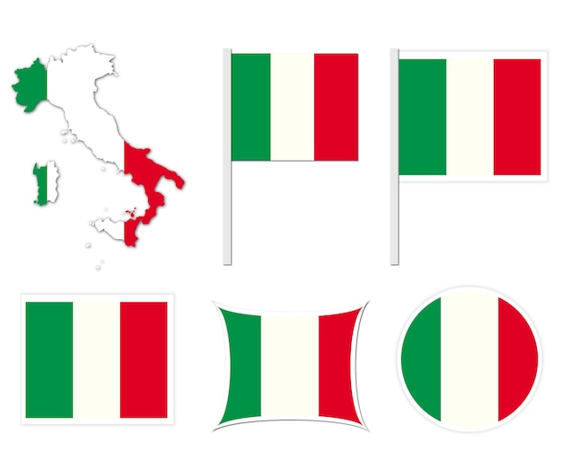 Italië vlaggen op veel objecten illustratie