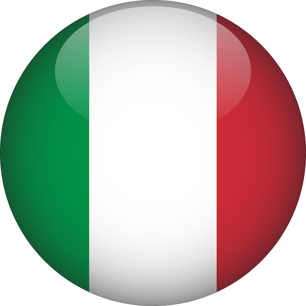 Vettore pulsante bandiera arrotondata 3d italia