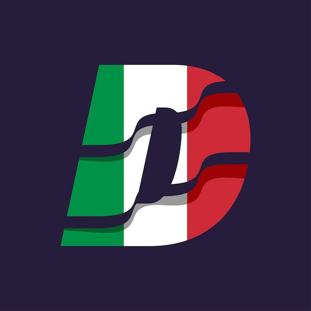 Vector italy alphabet flag d