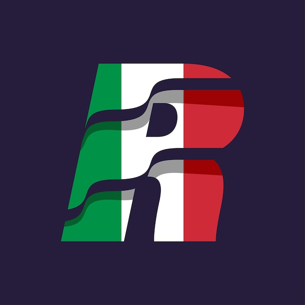 Vector italy alphabet flag r