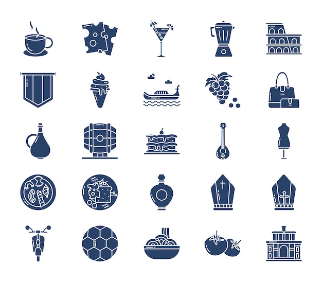 Italy country and culture icon set