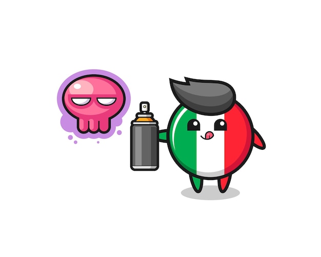 Italy flag cartoon make a graffiti with a spray paint , cute design