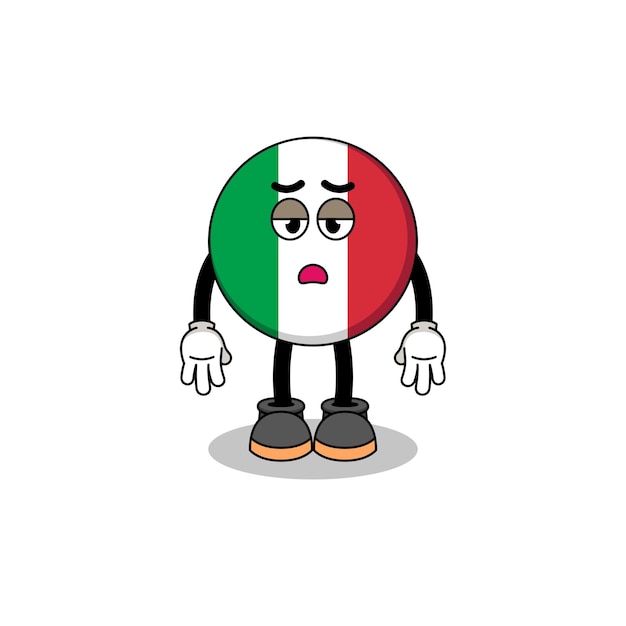 Italy flag cartoon with fatigue gesture character design