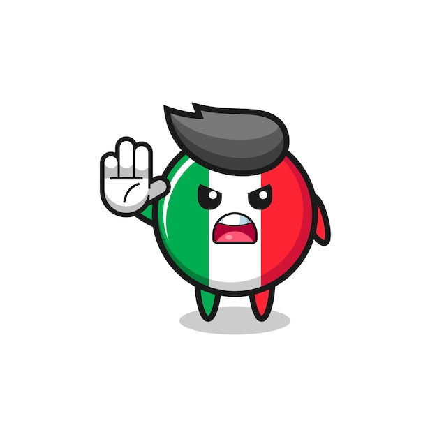 Italy flag character doing stop gesture cute design