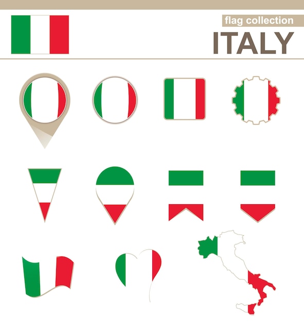 Italy flag collection, 12 versions