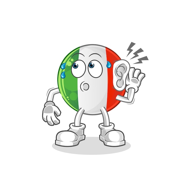 Italy flag eavesdropping vector. cartoon character