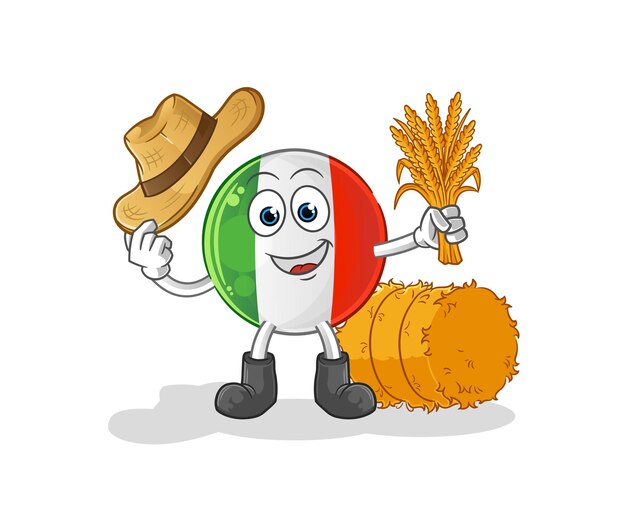 Vector italy flag farmer mascot. cartoon vector