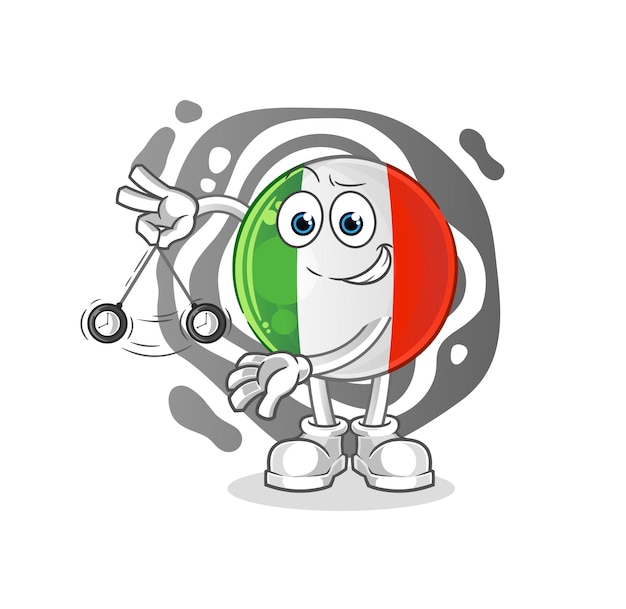 イタリアの旗は漫画を催眠術をかけます。漫画のマスコットベクトル
