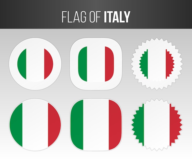 Вектор Флаг италии этикетки значки и наклейки иллюстрационные флаги италии изолированы