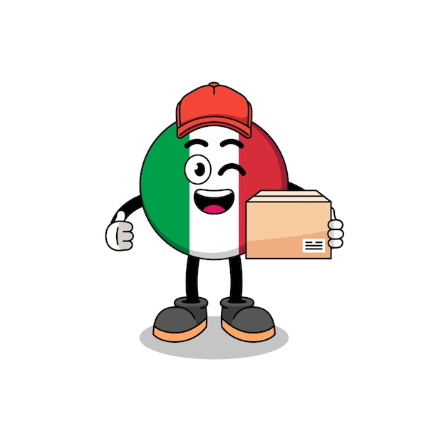 Italy flag mascot cartoon as an courier character design