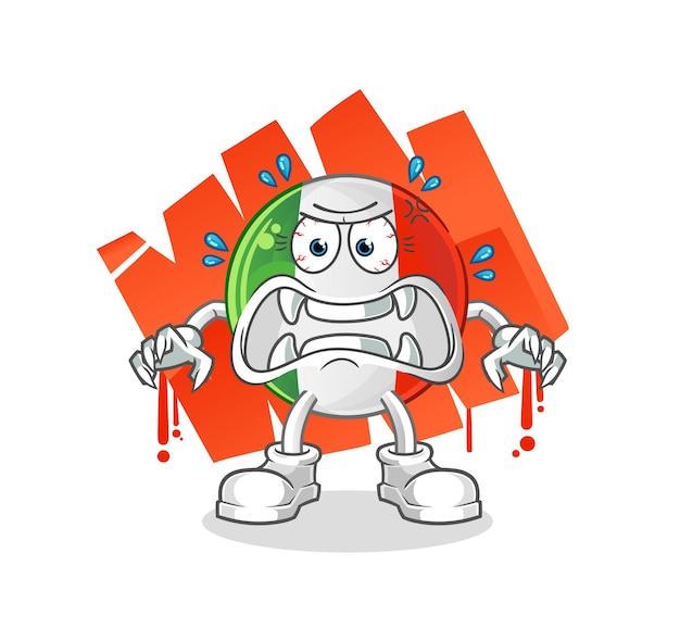 Italy flag monster vector cartoon character