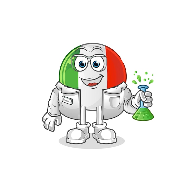 Italy flag scientist character. cartoon mascot vector