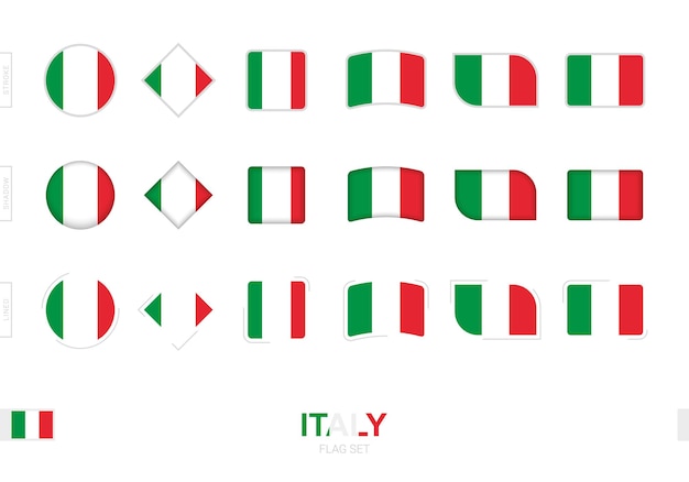 Italy flag set, simple flags of italy with three different effects.