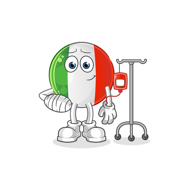 Italy flag sick in IV illustration. character vector