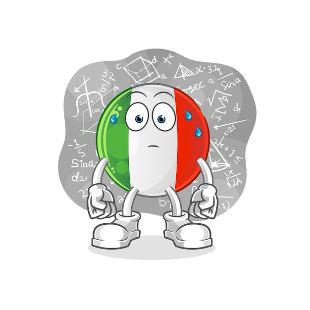 Italy flag thinking hard vector. cartoon character