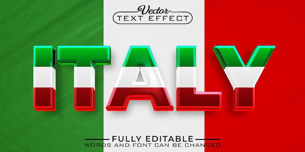 Modello di effetto testo modificabile vettoriale bandiera italia