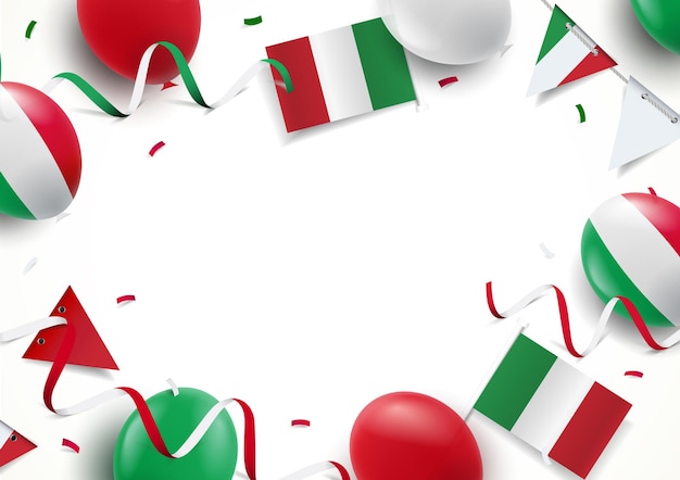 Italy holiday background with balloons flags