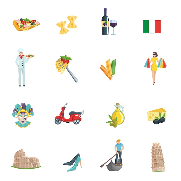 Italy  icons set.