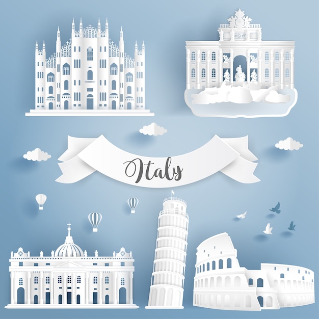 Italy landmarks set