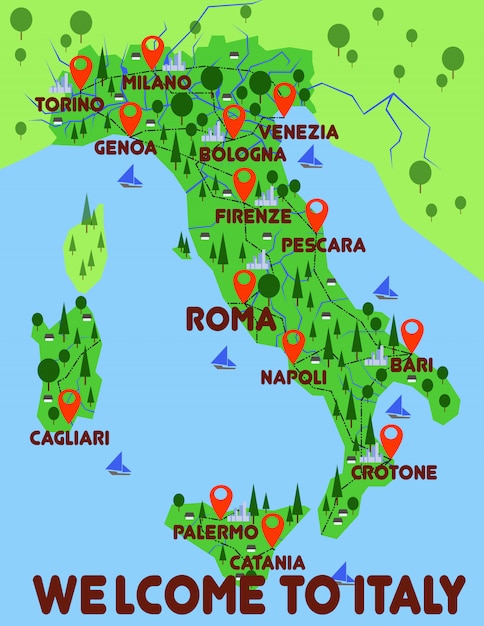 イタリア地図国インフォグラフィック