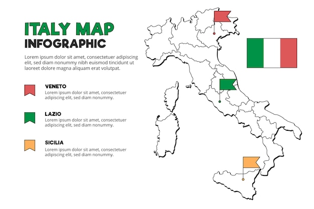 Vettore modello di infografica mappa italia