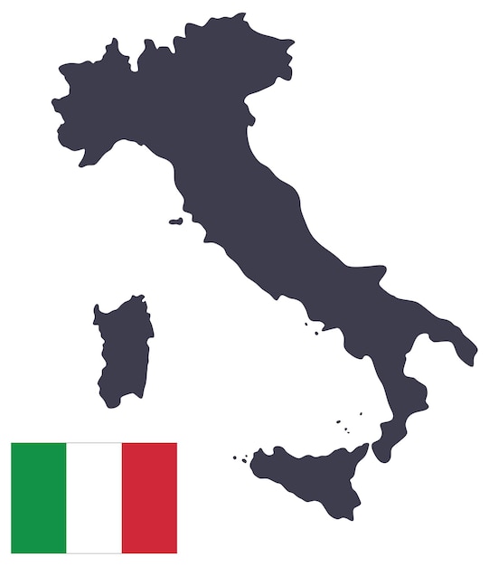 Italy map with Italy flag