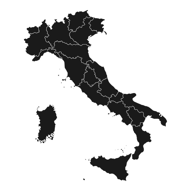 ベクトル 地域の境界線を持つイタリア マップ ベクトル図