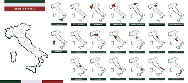 Vettore mappa dell'italia