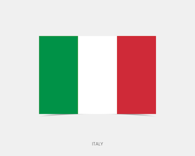 Vector italy rectangle flag icon with shadow