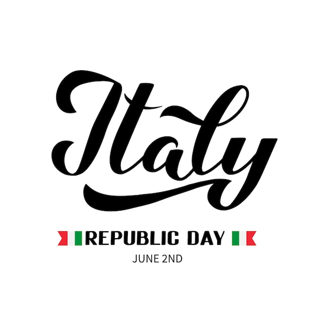 イタリア共和国記念日手レタリング白で隔離