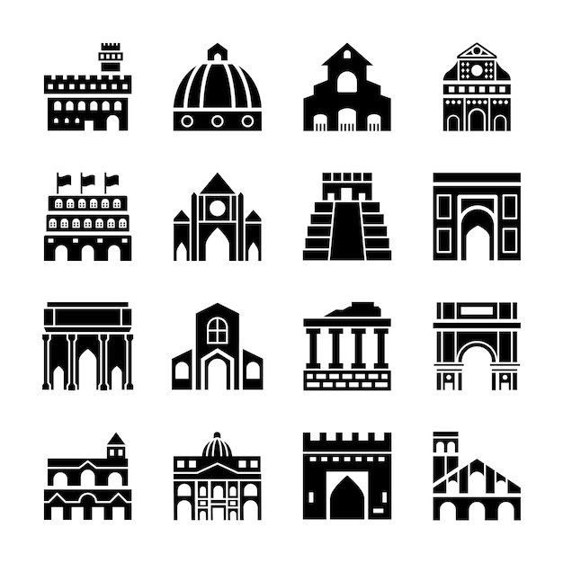 Vector italy rome landmarks icons