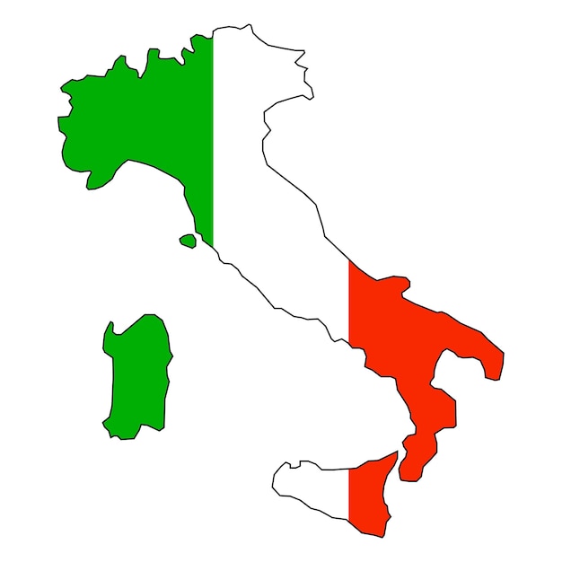 Sfondo della mappa dell'italia con regioni e bandiera mappa dell'italia isolata su sfondo bianco illustr vettore