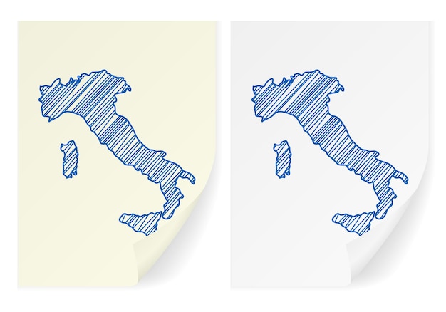 ベクトル イタリア落書き地図