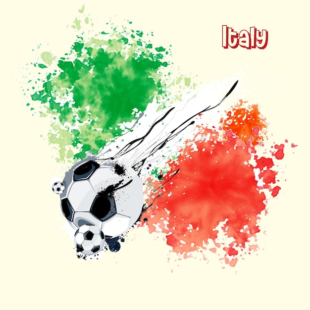 Italy Soccer banner on top of watercolor splash