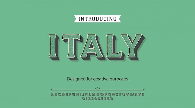 Italy typeface.for labels and different type designs