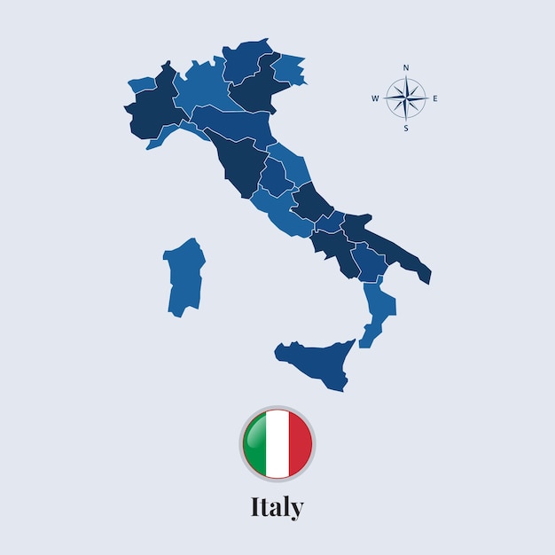 Vector italy vector map and flag flag map of italy vector