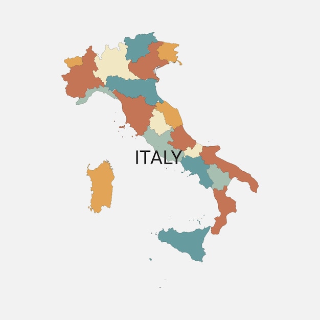 ベクトル イタリアの行政区画を持つベクトル地図
